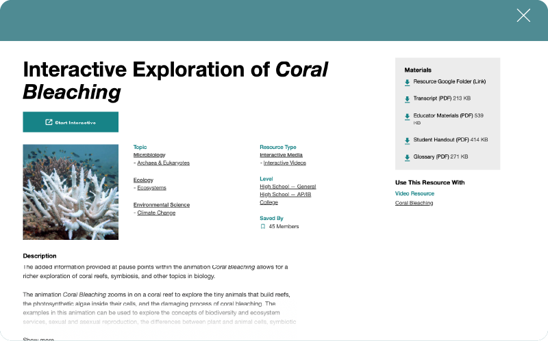 Browser with a web page loaded with a lesson plan example